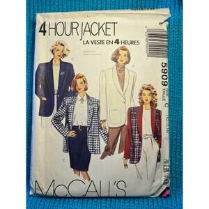 McCalls 5909 boxy blazer boyfriend 1980s pattern size 10 12 14